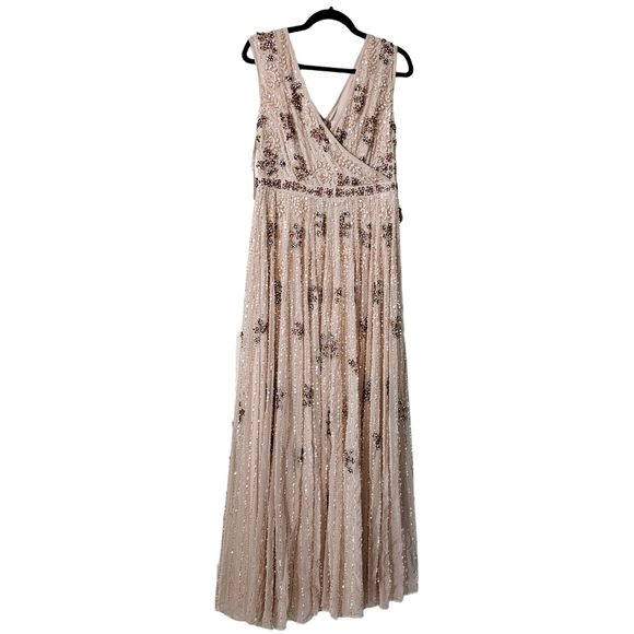 MAC DUGGAL size 10  EMBELLISHED WRAP OVER CAP SLEEVE A-LINE GOWN Dress - Picture 9 of 9